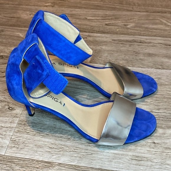 Via Spiga Suede Blue/Silver Strap Size 7.5 - Picture 2 of 8